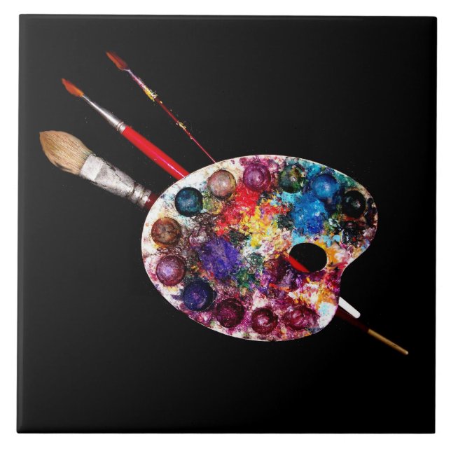 ARTIST FÄRG PALETTE ANS BRUSHES,Painter Kakelplatta (Framsidan)