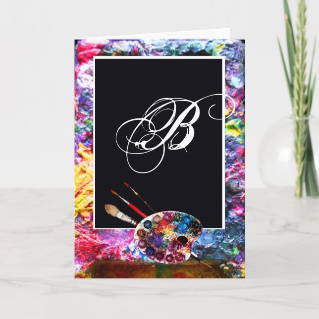 ARTIST FÄRG PALETTE MONOGRAM ANTECKNINGSKORT (Framsida)