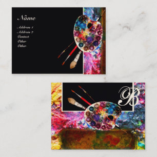 ARTIST FÄRG PALETTE MONOGRAM Painter,Art Supporter Visitkort