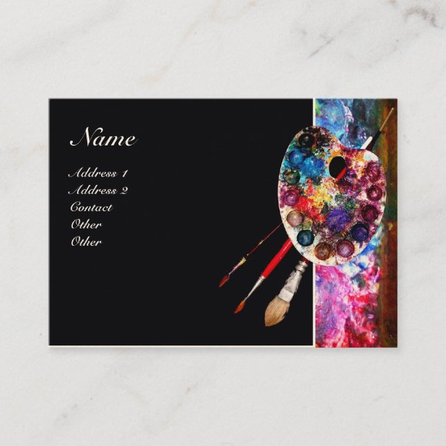 ARTIST FÄRG PALETTE MONOGRAM Painter,Art Supporter Visitkort (Framsida)