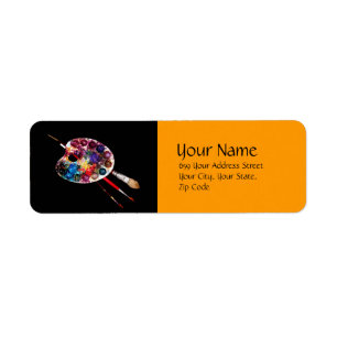 ARTIST FÄRG PALETTE,Svart orange Returadress Etikett