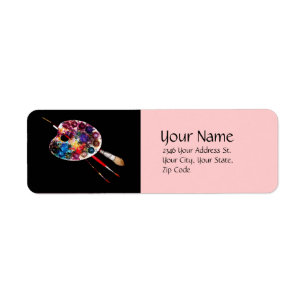 ARTIST FÄRG PALETTE, svart rosa Returadress Etikett