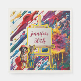 Artist för målning av sip- och målarfärg-party pappersservett