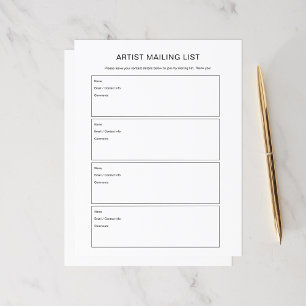 Artist Går med e-postlistsidor