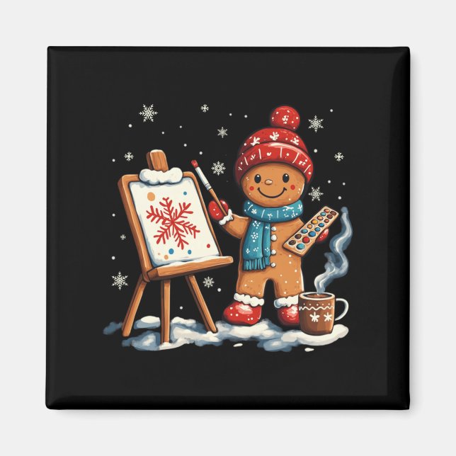Artist Gingerbread Painter Art Teacher Student Chr Magnet (Framsidan)