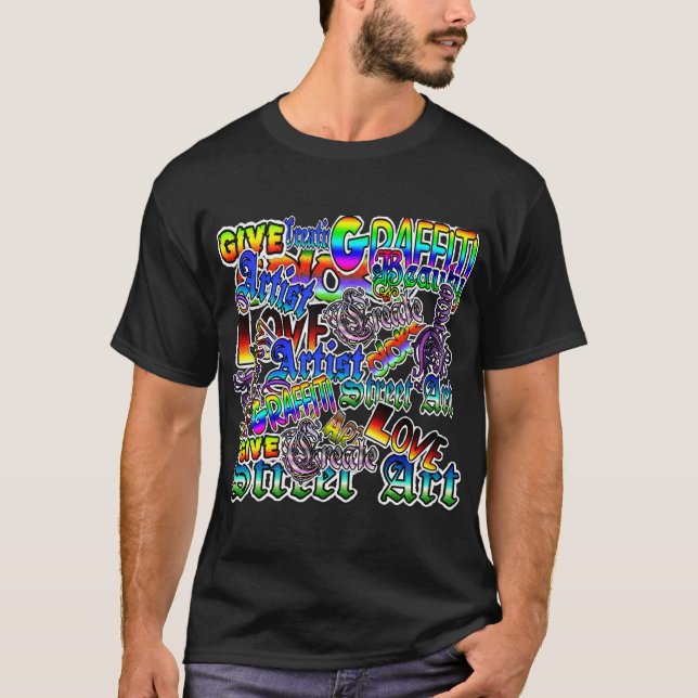 Artist Graffiti Text Black Shirt Tee Shirt (Framsida)