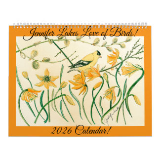 Artist Jennifer Sjö's 2026 Bird Calendar Kalender