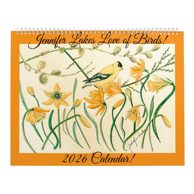 Artist Jennifer Sjö's 2026 Bird Calendar Kalender (Omslag)