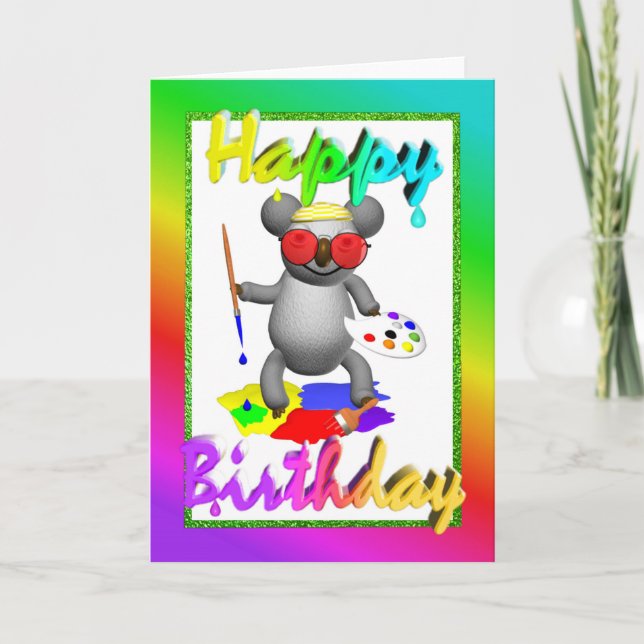 Artist Koala Birthday Card Kort (Framsida)