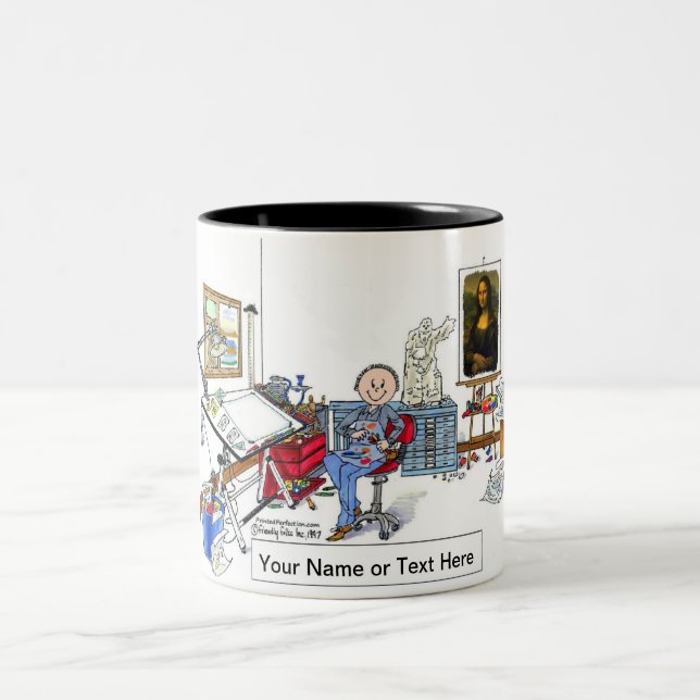 Artist - Male Tecknad by PrintedPerfection.com Två-Tonad Mugg (Center)