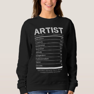 Artist Nutritional Facts   Job Profession T Shirt