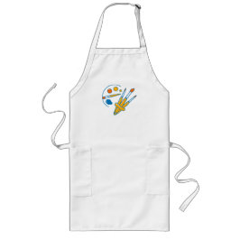 Artist Paint Palette and Brushes Långt Förkläde