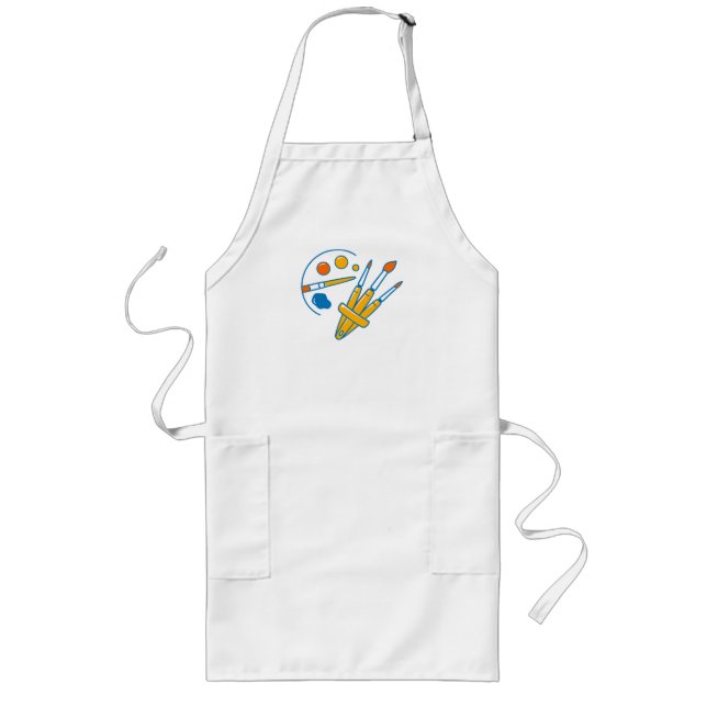 Artist Paint Palette and Brushes Långt Förkläde (Framsidan)