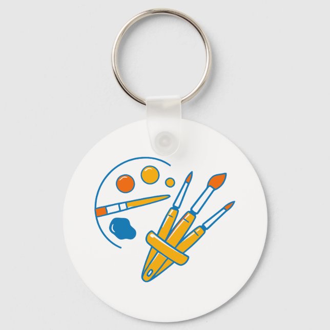 Artist Paint Palette and Brushes Nyckelring (Framsida)