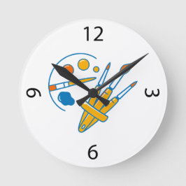 Artist Paint Palette and Brushes Rund Klocka