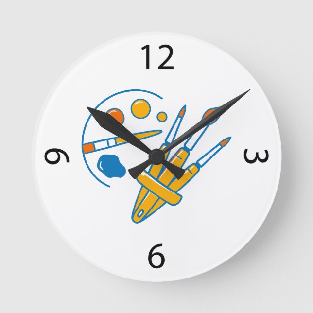 Artist Paint Palette and Brushes Rund Klocka (Framsida)