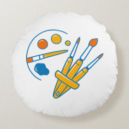 Artist Paint Palette and Brushes Rund Kudde