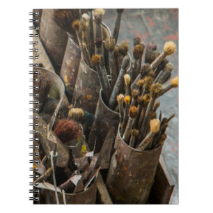 Artist Paintborstar i gamla Rusty Tin Cans Anteckningsbok