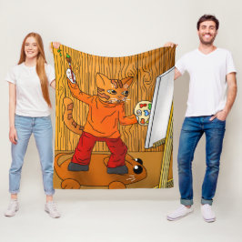 Artist Painter Cat Fleecefilt