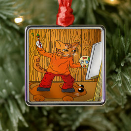 Artist Painter Cat Julgransprydnad Metall