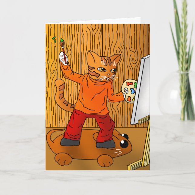 Artist Painter Cat Kort (Framsida)