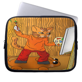 Artist Painter Cat Laptop Fodral