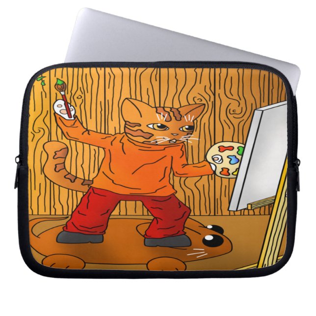 Artist Painter Cat Laptop Fodral (Framsidan)