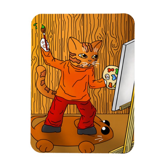 Artist Painter Cat Magnet (Vertikal)
