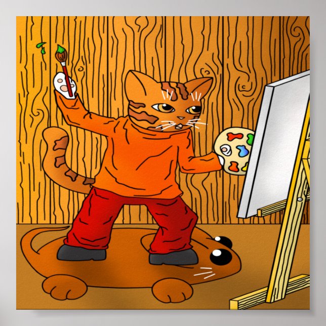 Artist Painter Cat Poster (Framsidan)