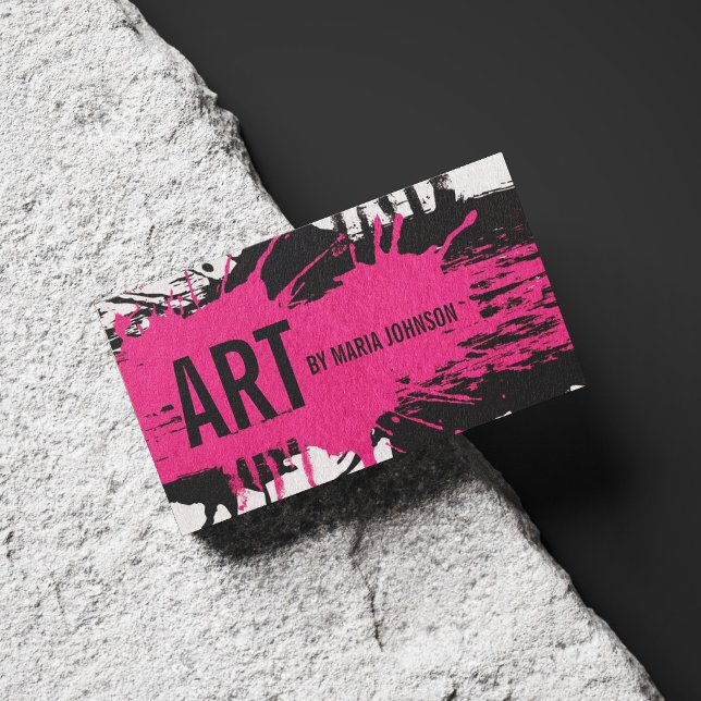 Artist Painter Illustrator Rosa & Black Bläck Stän Visitkort (Perfect for business)
