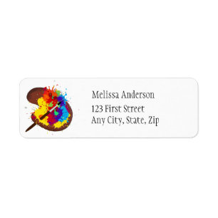 Artist Painters Palette Colorful Address Label Returadress Etikett