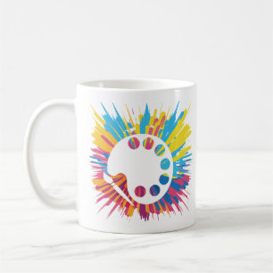 Artist palette-målning och färg-explosion kaffemugg