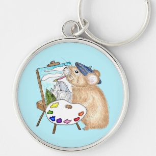 Artist Pika Paints Plein Luft i Yosemite Rund Silverfärgad Nyckelring