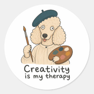Artist Pudel Kreativitet Är Min Terapi Runt Klistermärke