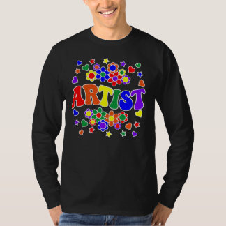 ARTIST-Retro Groovy Vintage, Flowers, Hearts, Star T Shirt
