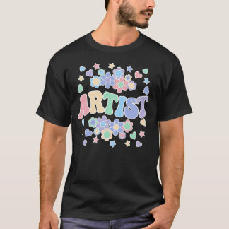 ARTIST-Retro Groovy Vintage, Flowers, Hearts, Star T Shirt
