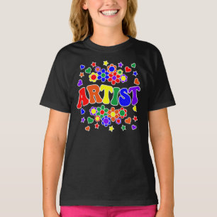 ARTIST-Retro Groovy Vintage, Flowers, Hearts, Star T Shirt