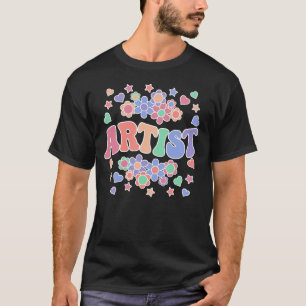 ARTIST-Retro Groovy Vintage, Flowers, Hearts, Star T Shirt
