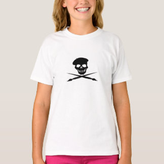 Artist Skull och Crossed Paint Penslar Tee Shirt