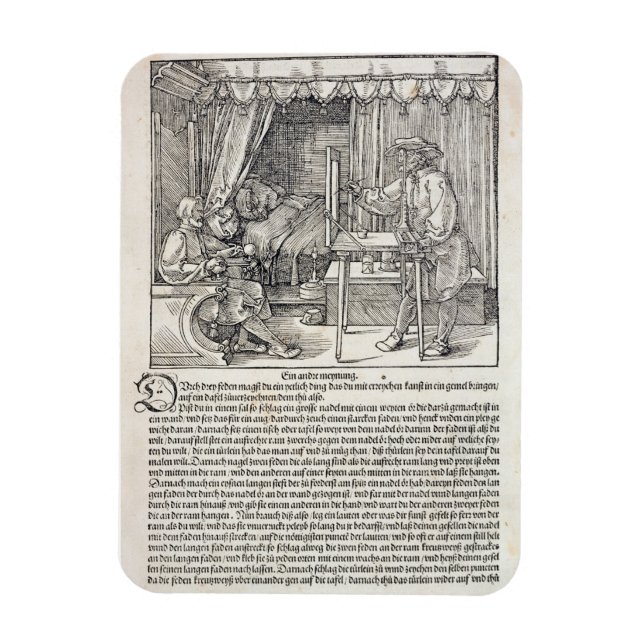 Artist som använder Durer's teckning maskin för at Magnet (Vertikal)
