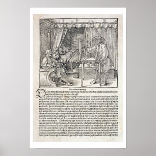 Artist som använder Durer's teckning maskin för at Poster