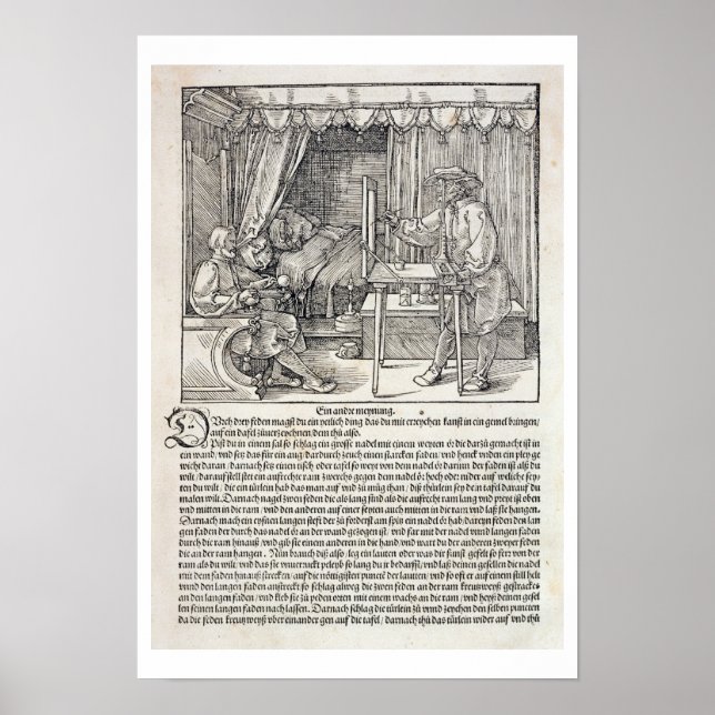 Artist som använder Durer's teckning maskin för at Poster (Framsidan)