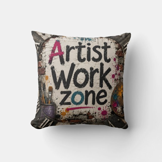Artist Work Zone Creative Studio Gift for Artists Kudde (Framsida)