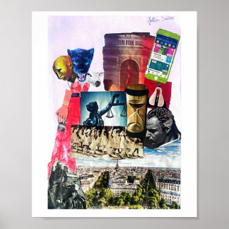 Artista surdo, arte feita á mão, recortes. poster