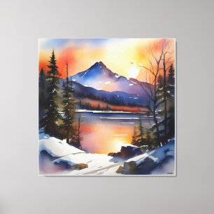 Artister i äldre * Soluppgång över Sjö och berg* Canvastryck