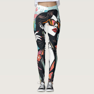 Artistic Abstract Floral-Paint Splatter Yoga Pants Leggings