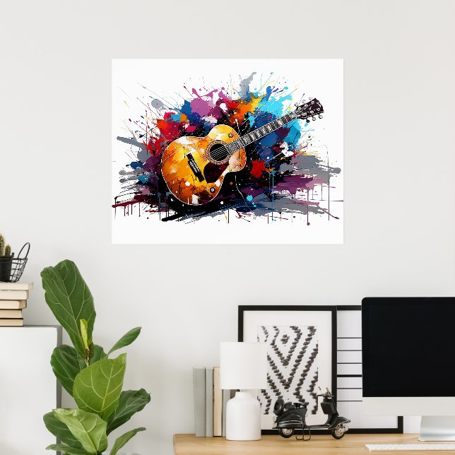 Artistic Abstract Guitar Music Lover's Art Poster (Hemmakontoret)