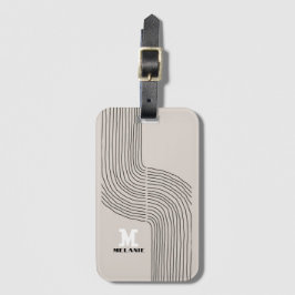 Artistic aesthetic stripes minimal Monogram Bagagebricka