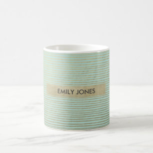 ARTISTIC AQUA SILVER SKETCH STRIPED LINE MÖNSTER KAFFEMUGG