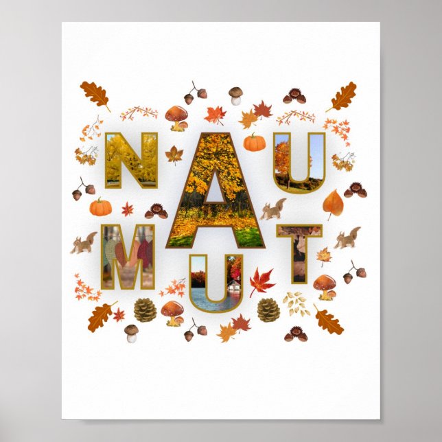 Artistic Autumn Leaves Typography Photo Collage  Poster (Framsidan)